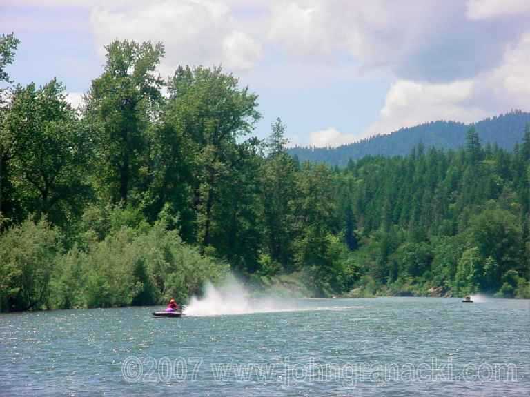 Boatnik Jetboat Races ~ Two Hydroplanes Racing Between Shan Creek and Griffin Park